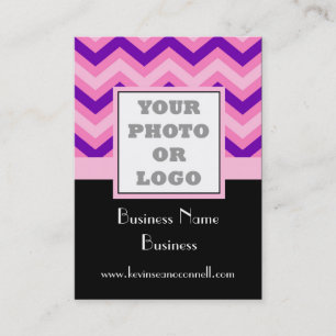Pink chevron photo logo business card