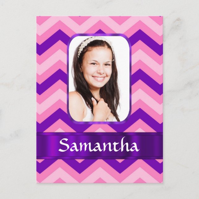 Pink chevron postcard (Front)