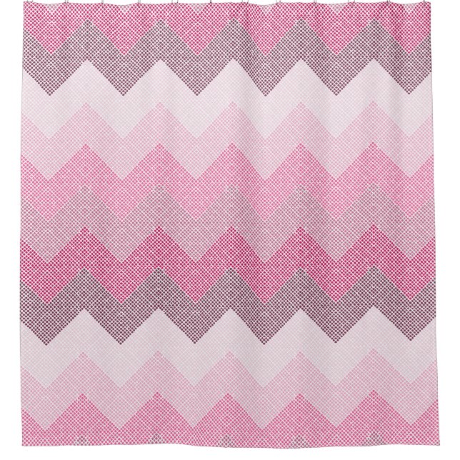 Pink Chevron Shower Curtain (Front)