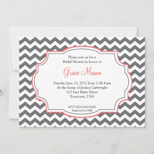 Pink Chevron Shower Invitation (Front)