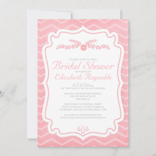 Pink Chevron Stripes Bridal Shower Invitations