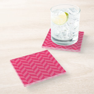 Pink Chevron Stylish Table Protection Glass Coaster