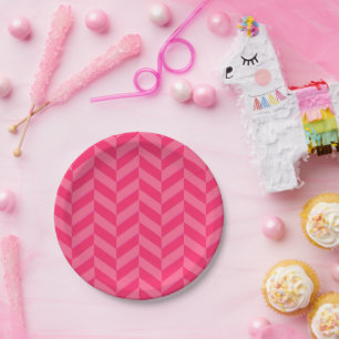 Pink Chevron Trendy Disposable Party Supplies Paper Plate