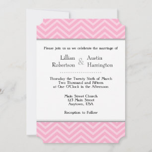 Pink Chevron Wedding Invitations