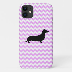 Pink Chevron With Dachshund Silhouette Case-Mate iPhone Case
