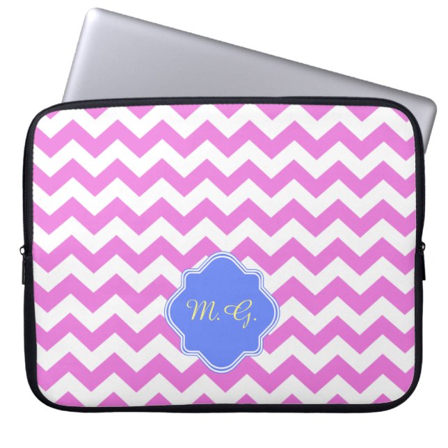 Pink Chevron Zigzag Pattern Laptop Sleeve (Front)