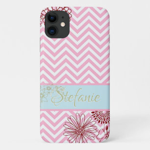 Pink Chevrons & Flowers Case-Mate iPhone Case