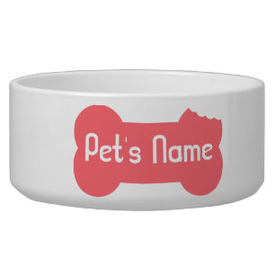 Pink Chewed Bone Personalised Dog Bowl 5
