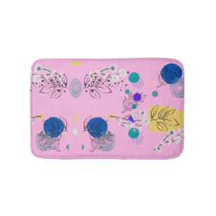 Pink Chic Abstract Floral pattern Bath Mat