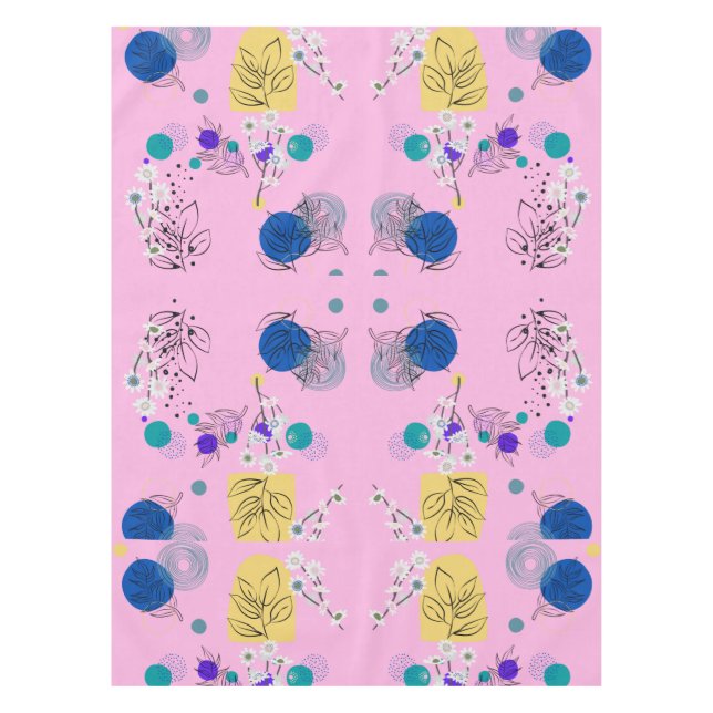 Pink Chic Abstract Floral pattern Tablecloth (Front)