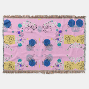 Pink Chic Abstract Floral pattern Throw Blanket
