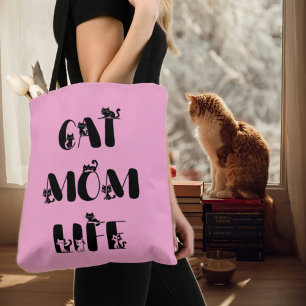 Pink Chic Cat Mum Life Cute Mother's Day Tote Bag