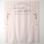 Pink chic champagne brunch bridal shower backdrop tapestry<br><div class="desc">Brunch and Bubbly floral Bridal Shower backdrop. Features pretty chic watercolor  two  bubbly champagne flutes at the top of backdrop,  makes this elegant bridal shower photo booth backdrop a perfect choice for champagne themed mimosa bridal shower brunch or bridal shower luncheon.</div>