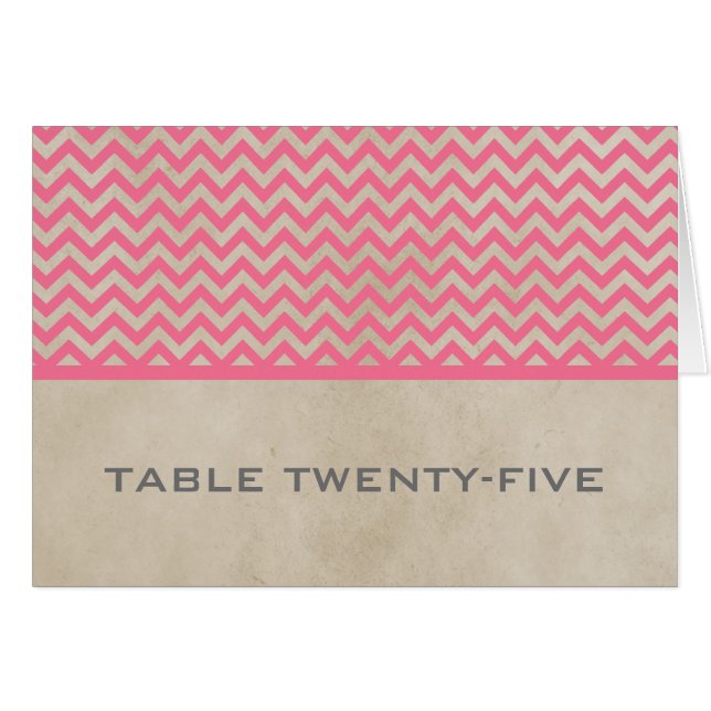 Pink Chic Chevron Table Number Card (Front Horizontal)