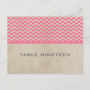 Pink Chic Chevron Table Number Postcard