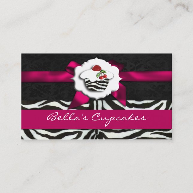 pink chic cupcake business Cards (Front)