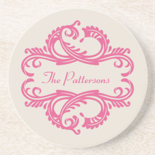 Pink Chic Damask Coaster