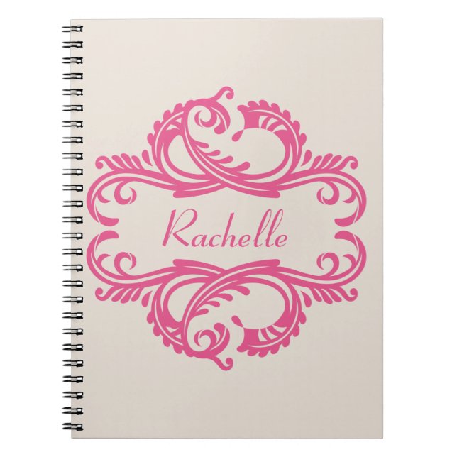 Pink Chic Damask Notebook (Front)