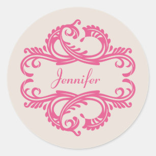 Pink Chic Damask Stickers