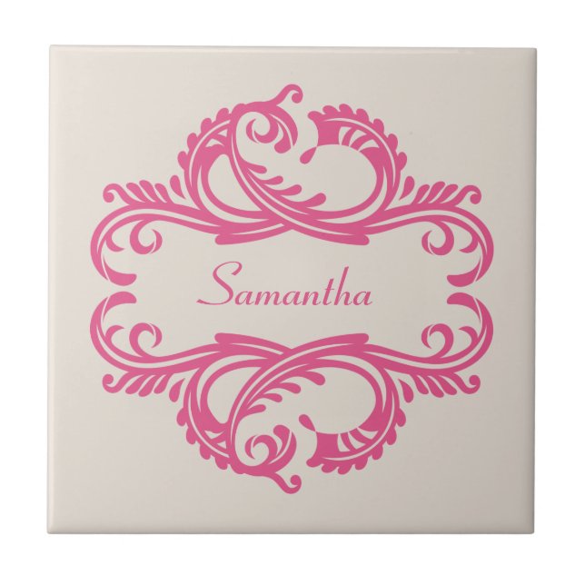 Pink Chic Damask Tile (Front)