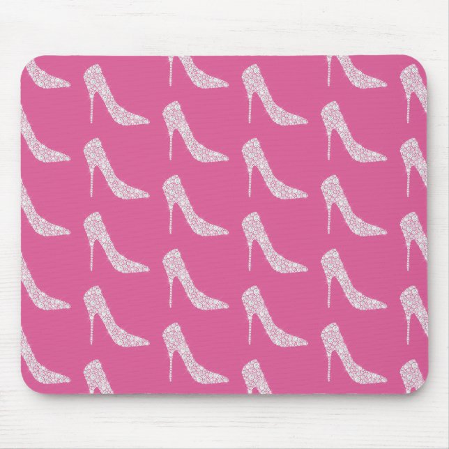 Pink Chic Diamond High Heel Shoes   Mouse Pad (Front)