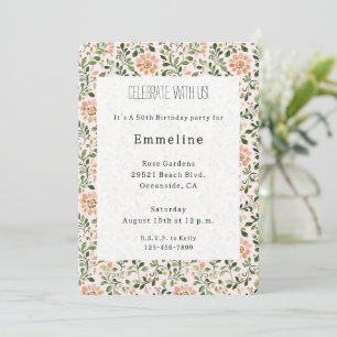 Pink Chic Floral Birthday Invitation