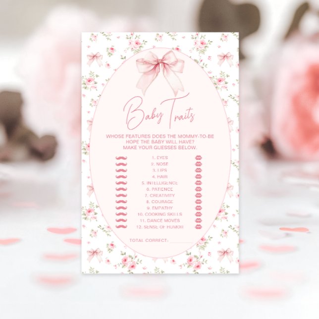 Pink Chic Floral Bow Baby Traits Shower Games (Creator Uploaded)