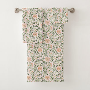 Pink Chic Floral Bridal Shower Bath Towel Set