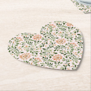 Pink Chic Floral Bridal Shower Paper Coaster