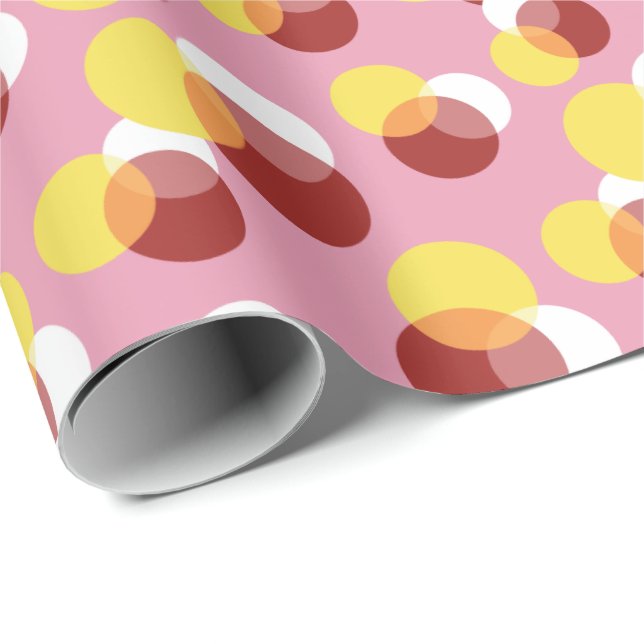 Pink Chic Geometric Polka Dots Pattern Wrapping Paper (Roll Corner)
