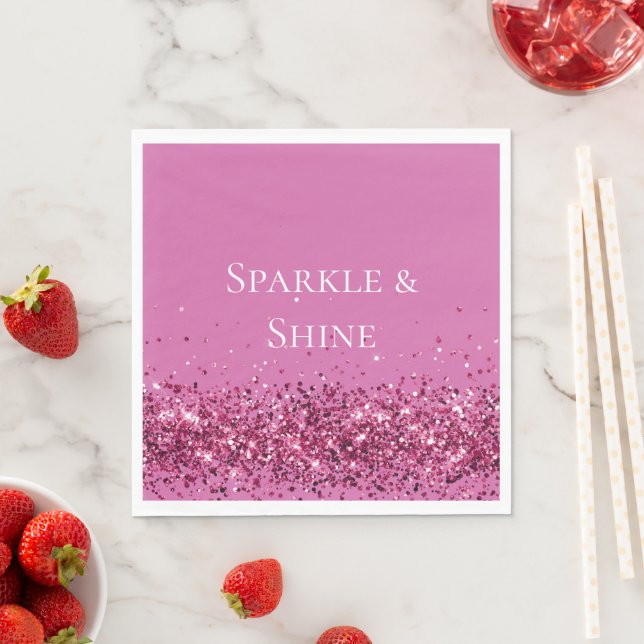Pink Chic Glitter Sparkle Napkin (Insitu)