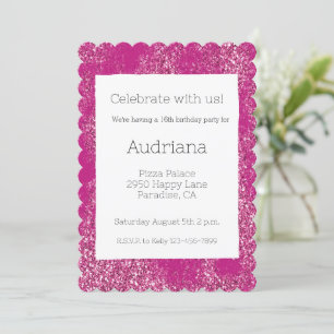 Pink Chic Glitzy Glitter Sparkle 16th Birthday Invitation