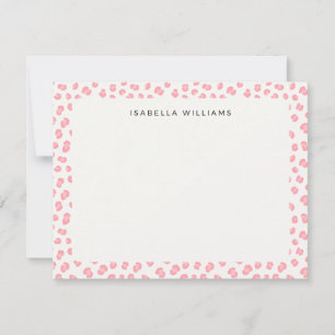 Pink Chic Leopard Animal Print Pattern Name Card