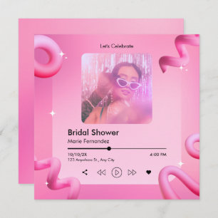 Pink chic music playlist cover photo bridal shower invitation