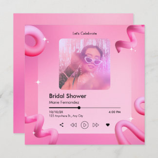 Pink chic music playlist cover photo bridal shower invitation