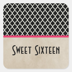 Pink Chic Quatrefoil Sweet 16 Stickers