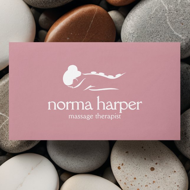 Pink Chic Stone Massage Therapy Wellness Day Spa Business Card (Creator Uploaded)