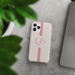 Pink | Chic Stripes Monogram  iPhone 15 Pro Max Case<br><div class="desc">Elevate your everyday style with the Pink | Chic Stripes Monogram Phone Case, where elegance meets personal expression. This case showcases a beautifully designed monogram featuring bold, classic serif initials, prominently displayed at the centre, with your name elegantly written below. The combination of soft pink hues and vertical, retro-inspired stripes...</div>