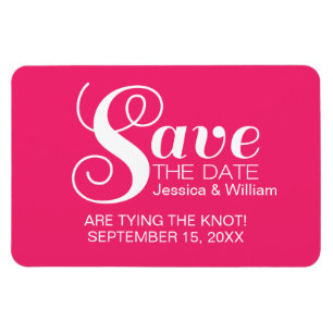 Pink Chic Typography Save the Date Magnet