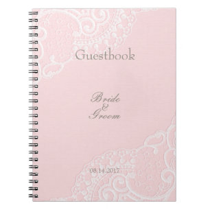 Pink Chic Vintage Elegant Lace Wedding guest book