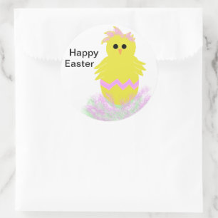 Pink Chick Egg Easter Stickers
