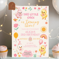 Pink Chick  Girl Birthday Invitation