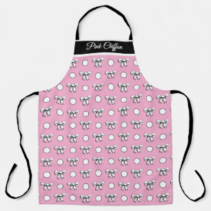 Pink Chiffon White Polka Dots Bows Personalised Apron
