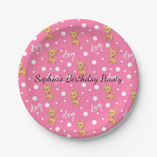 Pink Chihuahua Paper Party Plates