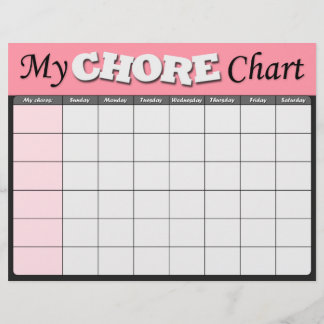 Pink Children's Chore Charts Flyer