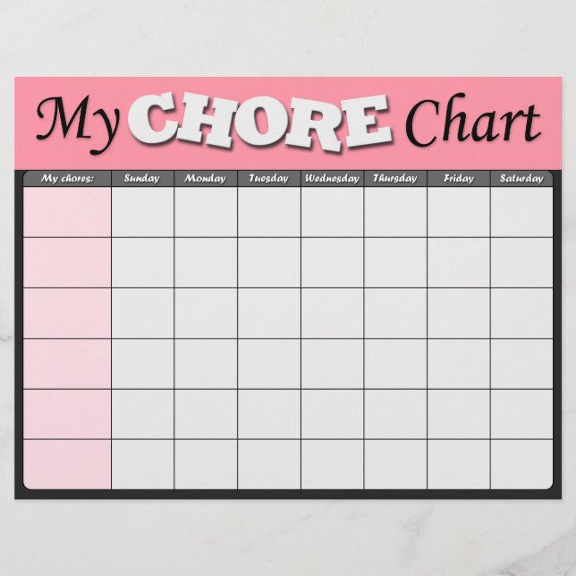 Pink Children's Chore Charts Flyer (Front)