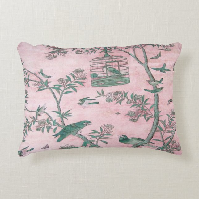 Pink Chinoiserie Accent Pillow (Front)