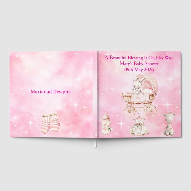 Pink Chinoiserie Baby Shower Guest Book (Full)