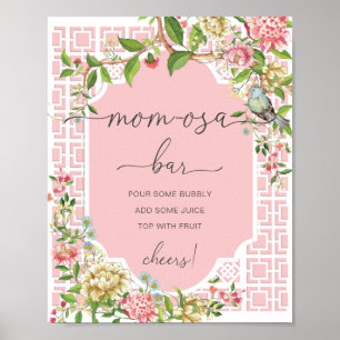 Pink Chinoiserie Baby Shower Mum-osa Bar Sign