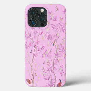Pink Chinoiserie Bird Floral Elegant iPhone 13 Pro Case